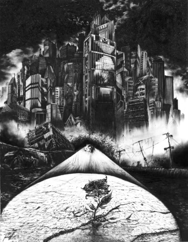 Desenho intitulada "Дежавю" por Роман Бочаров, Obras de arte originais, Tinta