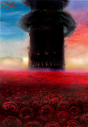 Disegno intitolato "Тёмная Башня" da Roman Bocharov, Opera d'arte originale, Pastello