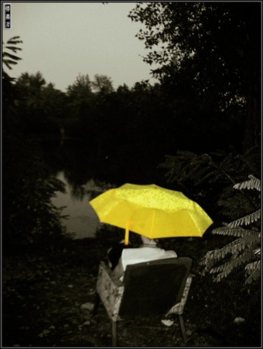 Картина под названием "under the umbrella" - Roman Daom, Подлинное произведение искусства