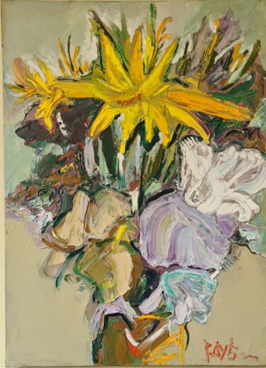 Malerei mit dem Titel "Flowers1" von Roman Dub, Original-Kunstwerk, Öl