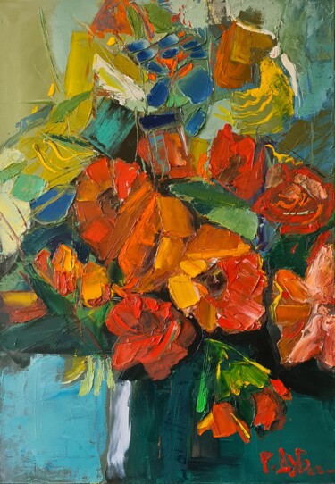 Pittura intitolato "Flowers 2" da Roman Dub, Opera d'arte originale, Olio