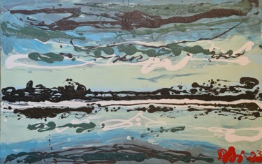 Painting titled "Lake" by Roman Dub, Original Artwork, Enamel