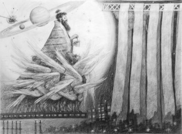 Dessin intitulée "Genius and insignif…" par Roman Ivanishchev, Œuvre d'art originale, Graphite Monté sur Plexiglas