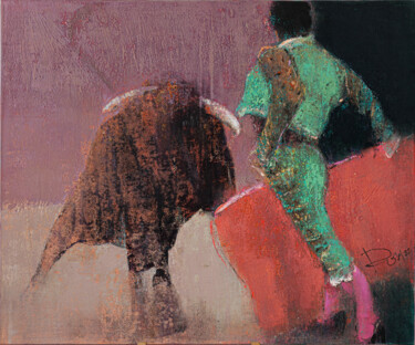 Schilderij getiteld "Bullfighting" door Roman Naiden, Origineel Kunstwerk, Olie