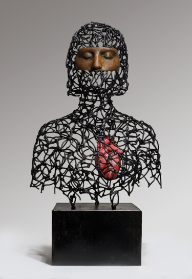 Skulptur mit dem Titel "Premonition" von Roman Rabyk, Original-Kunstwerk, Metalle
