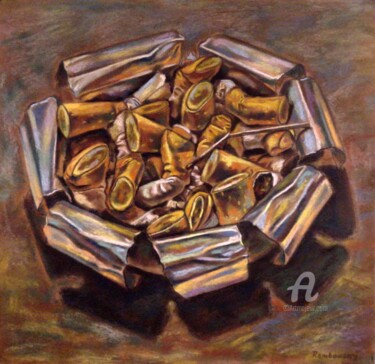 Painting titled "Concentricity 3" by Roman Rembovsky, Original Artwork, Chalk Mounted on artwork_cat.