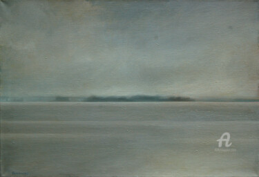 Painting titled "Horizon 2" by Roman Rembovsky, Original Artwork, Oil Mounted on Wood Stretcher frame