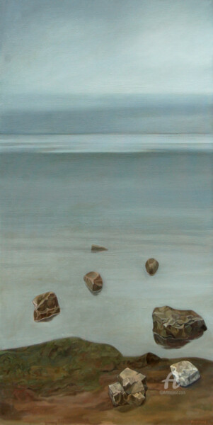 Painting titled "Finnis gulf" by Roman Rembovsky, Original Artwork, Oil Mounted on Wood Stretcher frame