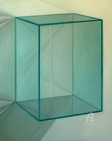 Painting titled "Glass," by Roman Rembovsky, Original Artwork, Oil Mounted on Wood Stretcher frame