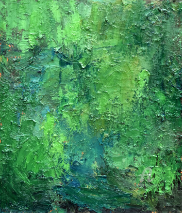 Painting titled "Incide of the green" by Roman Rembovsky, Original Artwork, Oil Mounted on Wood Stretcher frame