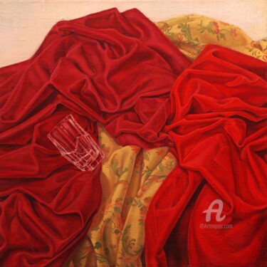 Malarstwo zatytułowany „Textile scenery 2” autorstwa Roman Rembovsky, Oryginalna praca, Olej Zamontowany na Drewniana rama n…