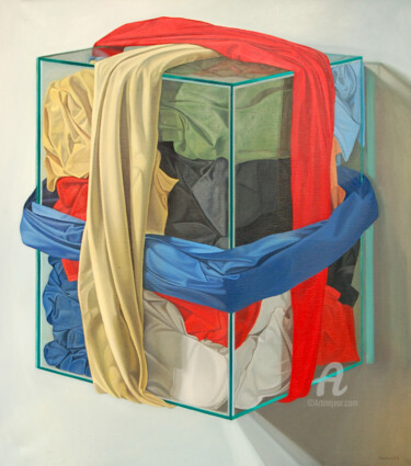 Painting titled "Inside and around t…" by Roman Rembovsky, Original Artwork, Oil Mounted on Wood Stretcher frame