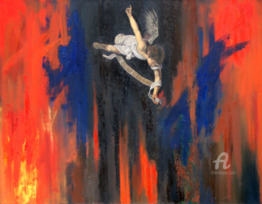 Painting titled "Afar" by Roman Rembovsky, Original Artwork, Oil Mounted on Wood Stretcher frame