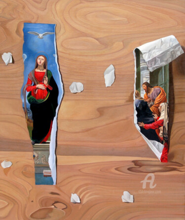 Schilderij getiteld "End of the story" door Roman Rembovsky, Origineel Kunstwerk, Olie Gemonteerd op Frame voor houten branc…