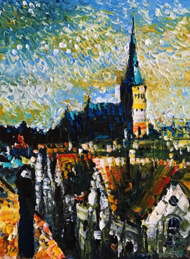 Peinture intitulée "old Tallinn" par Roman Sleptsuk, Œuvre d'art originale