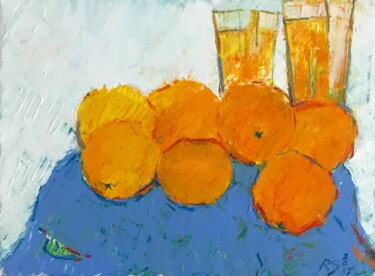 Painting titled "Orange and oranges" by Roman Sleptsuk, Original Artwork, Oil