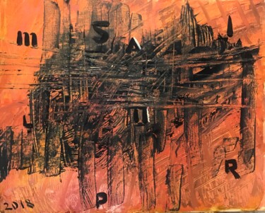 Malerei mit dem Titel "abstract - first le…" von Roman Sleptsuk, Original-Kunstwerk, Öl