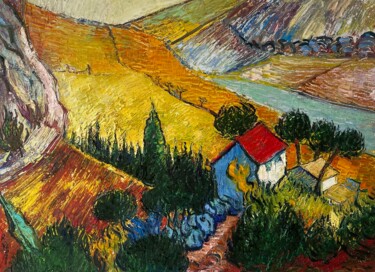 Картина под названием "A landscape by Van…" - Roman Sleptsuk, Подлинное произведение искусства, Масло