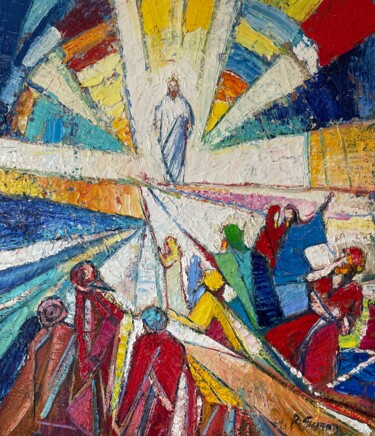Pintura titulada "The Resurrection" por Roman Sleptsuk, Obra de arte original, Oleo
