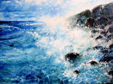 Painting titled "Seaside" by Roman Sleptsuk, Original Artwork, Oil