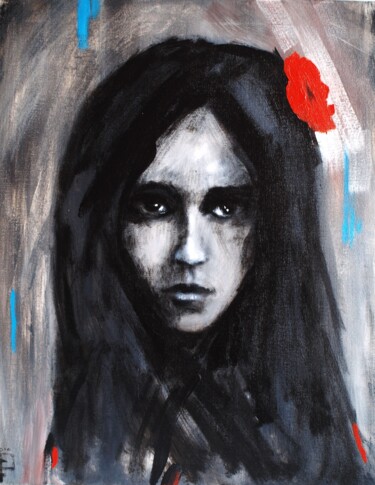 Painting titled "Gypsy girl" by Roman Sleptsuk, Original Artwork, Acrylic