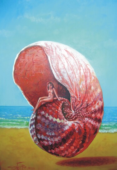 Peinture intitulée ""Дача у моря"" par Roman Siabro, Œuvre d'art originale, Huile