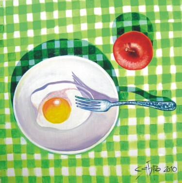Картина под названием ""Завтрак холостяка"" - Roman Siabro, Подлинное произведение искусства, Масло