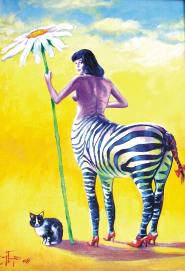 Картина под названием ""Дама с котом"" - Roman Siabro, Подлинное произведение искусства, Масло
