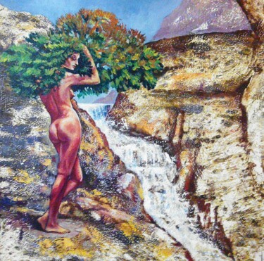 Painting titled ""Девушка Сосна"" by Roman Siabro, Original Artwork, Oil
