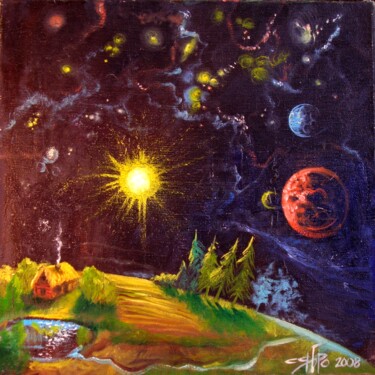 Peinture intitulée ""На краю вселенной"" par Roman Siabro, Œuvre d'art originale, Huile