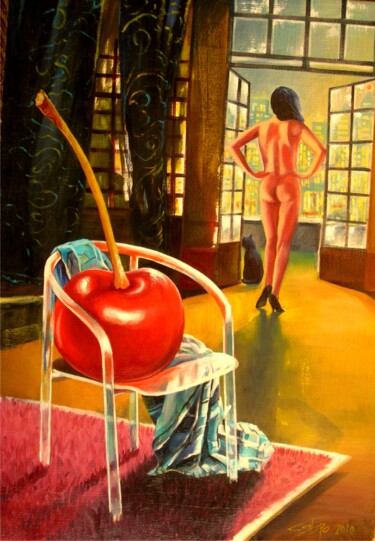 Peinture intitulée ""Госпожа Ночи"" par Roman Siabro, Œuvre d'art originale, Huile