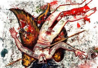 Gravures & estampes intitulée ""Падший Ангел"" par Roman Siabro, Œuvre d'art originale, Monotype