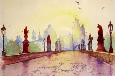 Peinture intitulée ""Прага"" par Roman Siabro, Œuvre d'art originale, Aquarelle