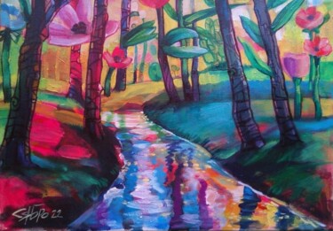 Картина под названием ""Цветочный лес"" - Roman Siabro, Подлинное произведение искусства, Масло
