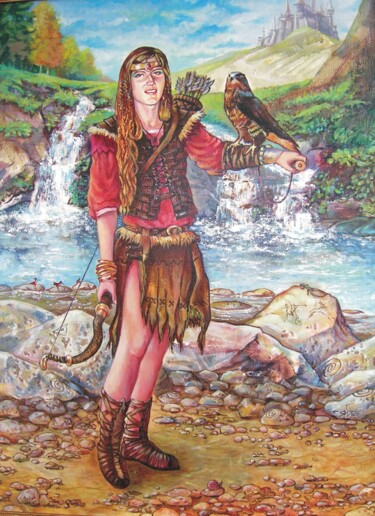 Schilderij getiteld "Амазонка" door Roman Siabro, Origineel Kunstwerk, Olie