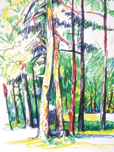Рисунок под названием "Лесной холодок" - Roman Siabro, Подлинное произведение искусства, Гелевая ручка