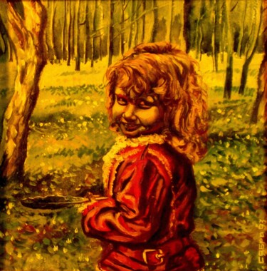 Schilderij getiteld "Паж с перышком" door Roman Siabro, Origineel Kunstwerk, Olie