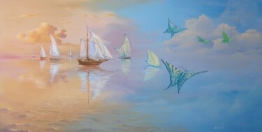 Malerei mit dem Titel "Die Segelschiffe" von Roman Velitschko, Original-Kunstwerk