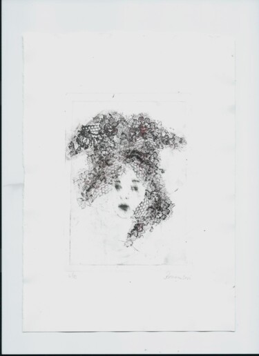 Incisioni, stampe intitolato "Visage voile mystèr…" da Romana, Opera d'arte originale, incisione