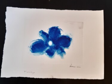 Prenten & gravures getiteld "Monotype fleur roug…" door Romana, Origineel Kunstwerk, Monotype