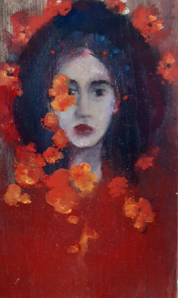 Peinture intitulée "Souvenirs en fleur" par Romana, Œuvre d'art originale, Huile