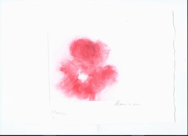 Prenten & gravures getiteld "Monotype fleur rouge" door Romana, Origineel Kunstwerk, Inkt