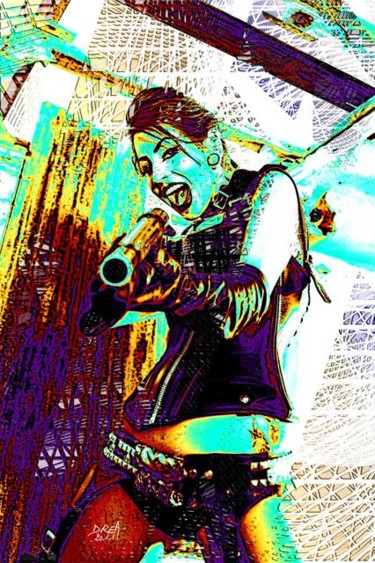 Arts numériques intitulée "Girl with gun 07" par Roman Drea, Œuvre d'art originale, Peinture numérique