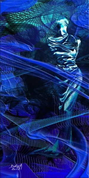 Arts numériques intitulée "Voilage Bleu" par Roman Drea, Œuvre d'art originale, Peinture numérique