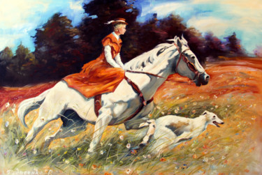 Painting titled "Hunting" by Roman Fedosenko, Original Artwork, Oil