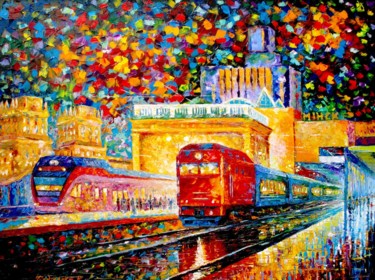 Peinture intitulée "Belarusian railway…" par Roman Fedosenko, Œuvre d'art originale, Huile