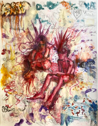 Peinture intitulée "Cœurs en jeu" par Romano Valsky, Œuvre d'art originale, Acrylique