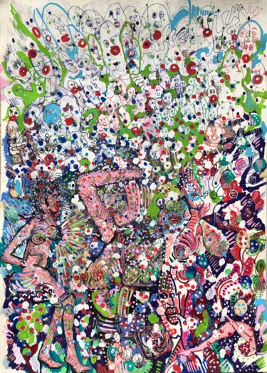 Malerei mit dem Titel "Confettis du 14 jui…" von Romano Valsky, Original-Kunstwerk, Acryl