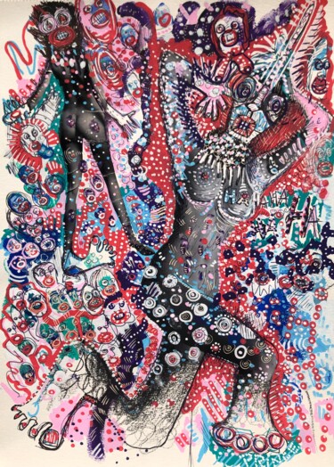 Peinture intitulée "Danse exaltée" par Romano Valsky, Œuvre d'art originale, Acrylique
