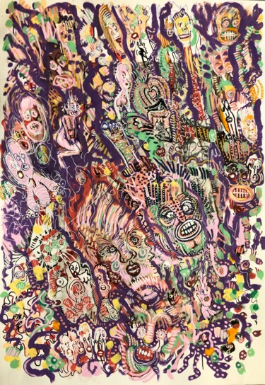 Pintura titulada "Rythmes du violet" por Romano Valsky, Obra de arte original, Acrílico